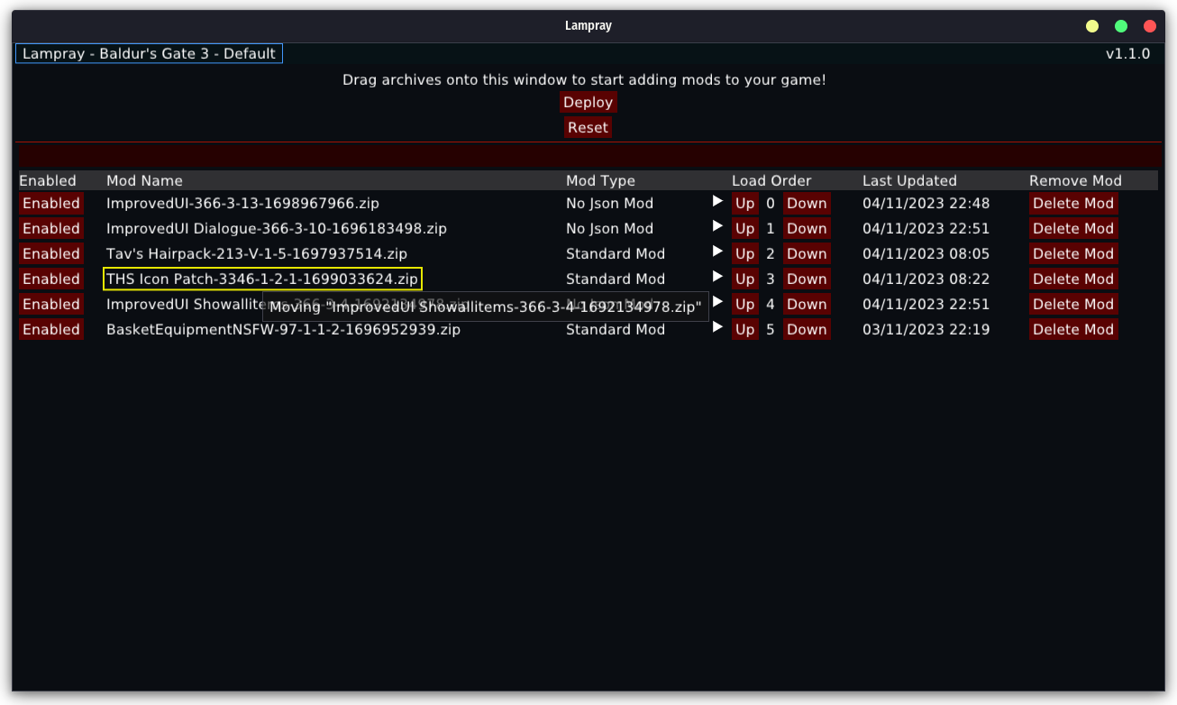 Example Lampray drag and drop